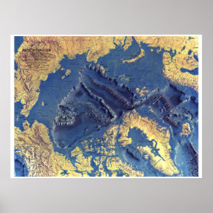 Poster " Arctic: 1971 The Arctic OCEAN FLOOR map ...