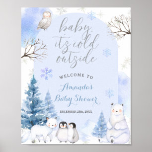 Poster ARCTIQUE ANIMAL Snowflakes Arbres Baby shower Bien