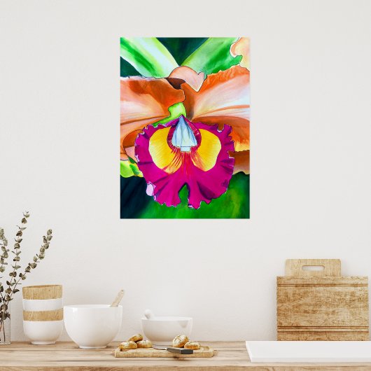 Poster Ardoise à fleurs colorées (Cuisine)