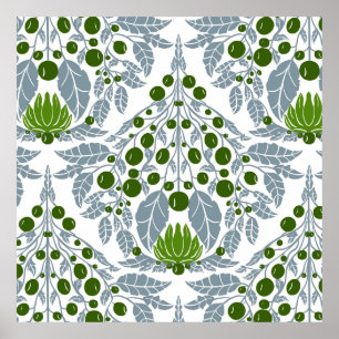 Poster Ardoise Art nouveau et pétoncle Vintage vert