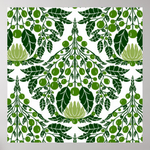 Poster Ardoise Art nouveau et pétoncle Vintage vert