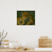Poster Ardoise dorée - Leopard reposant en feuillage (Cuisine)