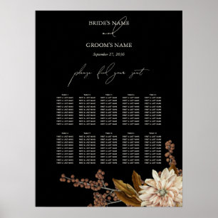 Poster Ardoise Florale Noire de l'automne