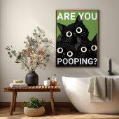 Poster ARE YOU POOPING? Black Cats Funny Bathroom