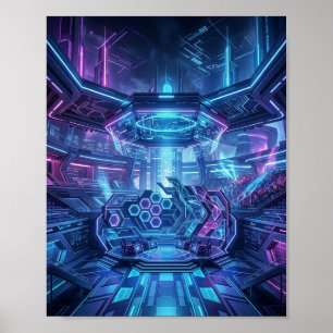 Poster Arène d'esports néon futuriste Innovation numériqu