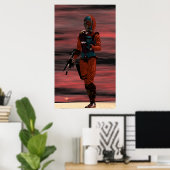 Poster ARES - CYBORG DANS LE DÉSERT SUNSET Science Fictio (Bureau à domicile)