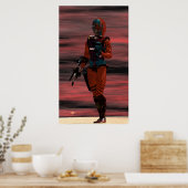 Poster ARES CYBORG DANS LE DÉSERT SUNSET Science-fiction  (Cuisine)