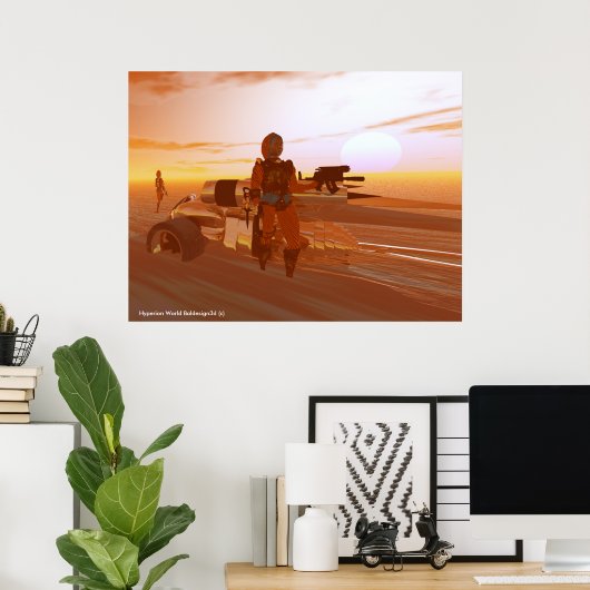 Poster ARES CYBORG, DÉSERT HYPERION, SCIENCE FICTION Scif (Bureau à domicile)