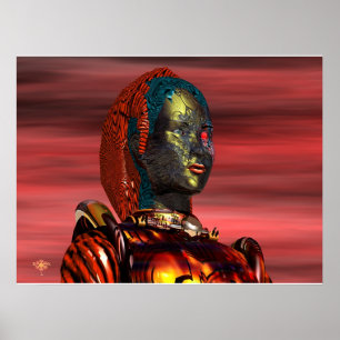 Poster ARES CYBORG PORTRAIT,COUCHER DE SOLEIL Science-fic