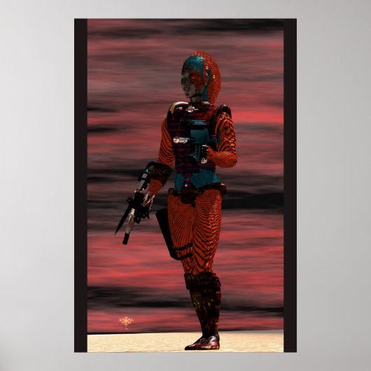 Poster ARES CYBORG SOUS LE COUCHER DE SOLEIL DU DÉSERT Sc (Devant)