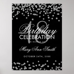 Poster Argent 18e anniversaire Faux Parties scintillant C