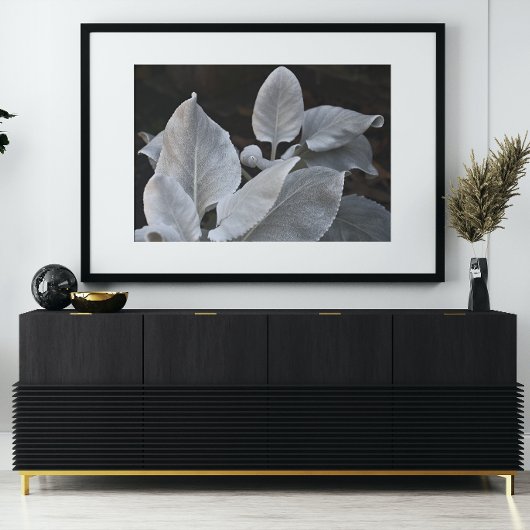 Poster Argent Blanc Ange ailes Plante Floral
