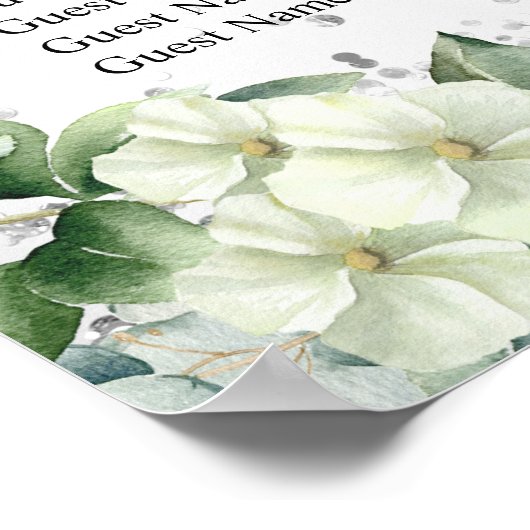 Poster Argent blanc fleurons mariage (Coin)