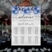 Poster Argent bleu fleurs mariage