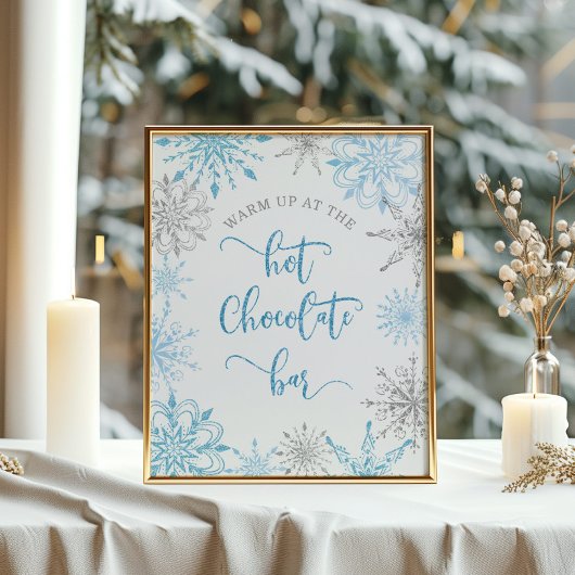 Poster Argent bleu Réchauffez-vous à la barre de chocolat