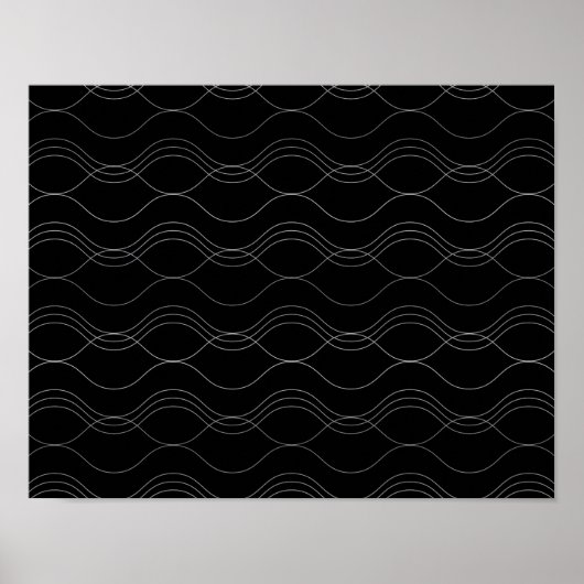 Poster Argent, élégant, cool, moderne, simple motif ondul (Devant)