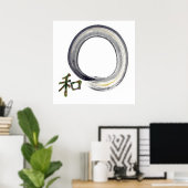 Poster Argent Enso avec caractère Kanji pour Harmony (Bureau à domicile)
