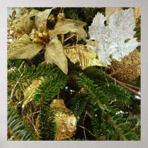 Poster Argent et or Noël Arbre II