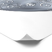 Poster Argent Filigree Coeur et Roses Blanches (Coin)