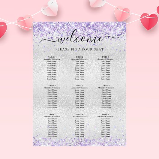 Poster Argent lavande lilas confetti