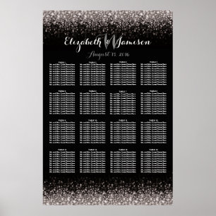 Poster Argent noir Hollywood Glitz Glam Diagramme de sièg