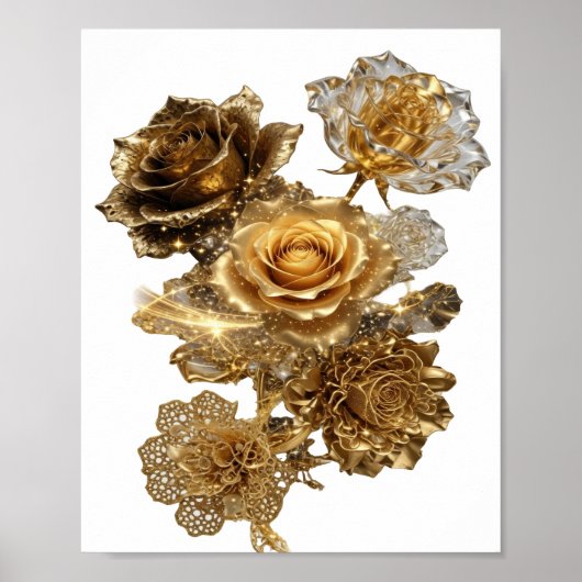Poster Argent propre ROSES DORÉES (Devant)
