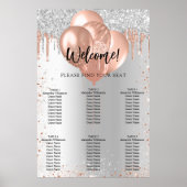 Poster Argent rose or ballons carte de sièges (Devant)