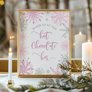 Poster Argent rose Réchauffez-vous à la barre de chocolat