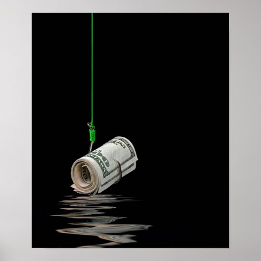 Poster argent sur le hameçon de poisson (Devant)