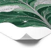 Poster Argent vif DESIGN DE FEUILLE VERTE AVEC ÉTOILES (Coin)