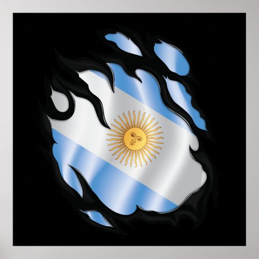 Poster Argentine déchiré le drapeau (Devant)