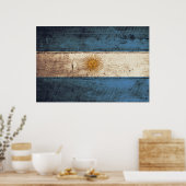 Poster Argentine Flag on Old Wood Grain (Cuisine)