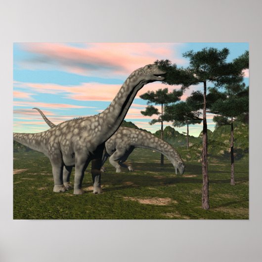 Poster Argentinosaurus dinosaure arbre alimentaire - rend (Devant)