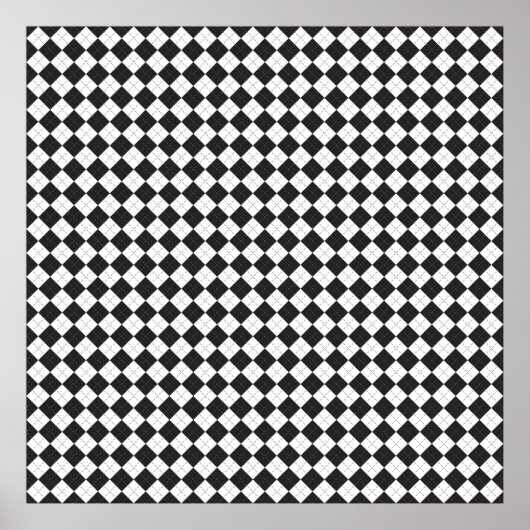 Poster Argyle plaid. Scottish pattern in white and black  (Devant)