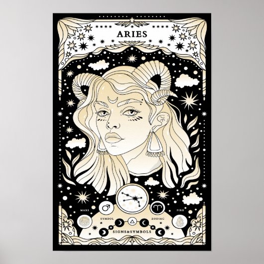 Poster Aries Bold et Dynamic - Astrology Art (Devant)