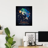 Poster Aries Constellation Zodiac Aquarelle Étoiles Galax (Bureau à domicile)
