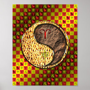 Poster Aries et singe de la Terre