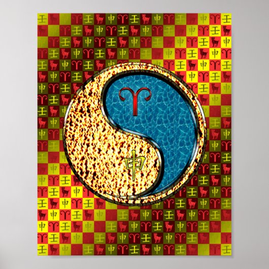 Poster Aries et singe de l'eau (Devant)