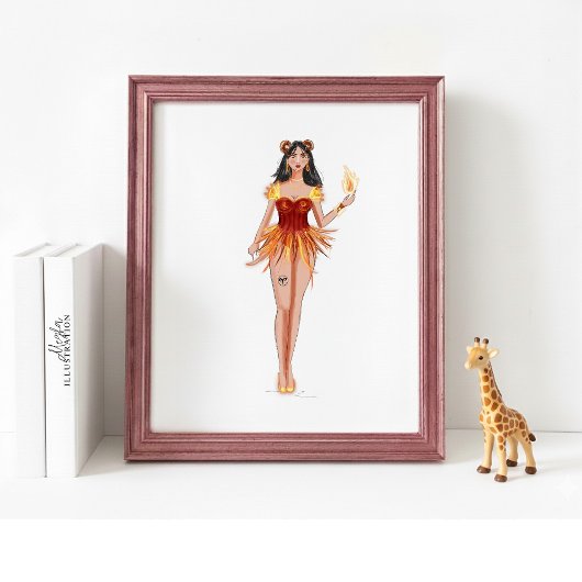 Poster Aries Star Sign Wall Art, Minimalist Zodiac