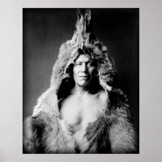 Poster Arikara Indian, Bear's Belly, portant peau d'ours (Devant)