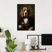 Poster Aristocratic Beagle Print, Funny Renaissance Dog (Bureau à domicile)