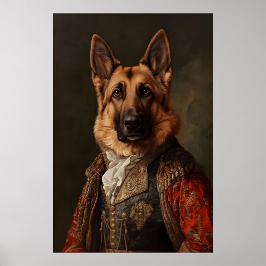 Poster Aristocratic German Shepherd Print, Renaissance (Devant)