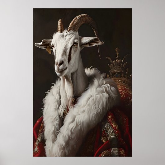 Poster Aristocratic Goat Portrait, Renaissance Animal Art (Devant)