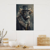 Poster Aristocratic Highland Cow Portrait, Renaissance (Cuisine)
