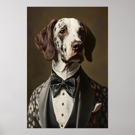 Poster Aristocratic Pointer Dog Portrait, Funny Animal (Devant)