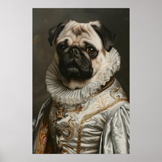 Poster Aristocratic Pug Renaissance Portrait Print (Devant)