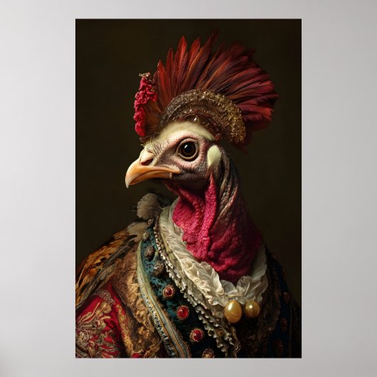 Poster Aristocratic Turkey Portrait, Funny Renaissance (Devant)