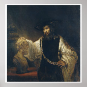 Poster Aristote avec un buste de Homer par Rembrandt