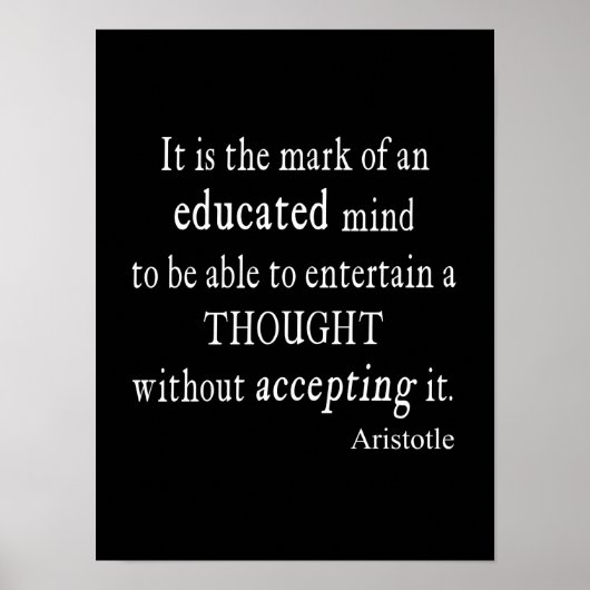 Poster Aristote vintage Citation De Pensée Éduquée (Devant)