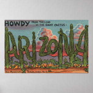 Poster Arizona - Howdy de Arizona à Cactus Font
